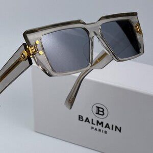 Balmain B-VI BPS-121B-54 Women BRAND NEW Sunglasses Titanium Gold Grey Cat Eye